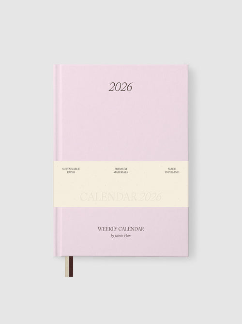 Różowy kalendarz Jaśnie Plan na rok 2026