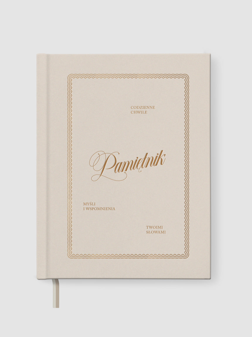 Beżowy, welurowy pamiętnik Jaśnie Planu w stylu vintage