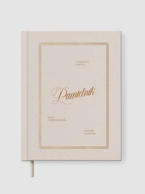 Beżowy, welurowy pamiętnik Jaśnie Planu w stylu vintage