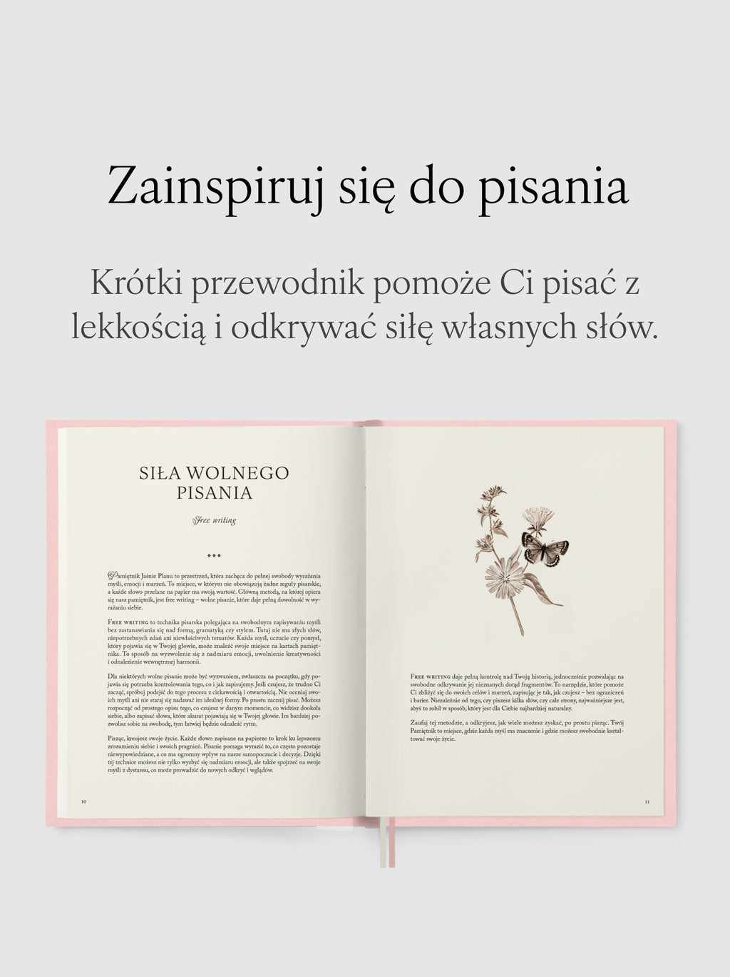Rozkładówka przedstawiająca krótki przewodnik który zainspiruje Cię do pisania
